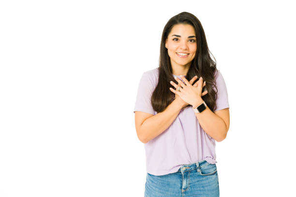 istock Lovely woman feeling gratitude 1353704954