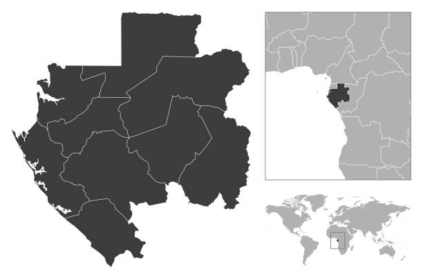 Gabon Detailed Country Outline And Location On World Map Stock Gabon Detailed Country Outline And Location On World Map 