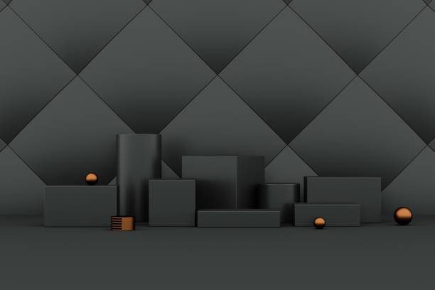 istock 3D rendering black geometric background, can be used for posters, commercial activities and other background 1353712505