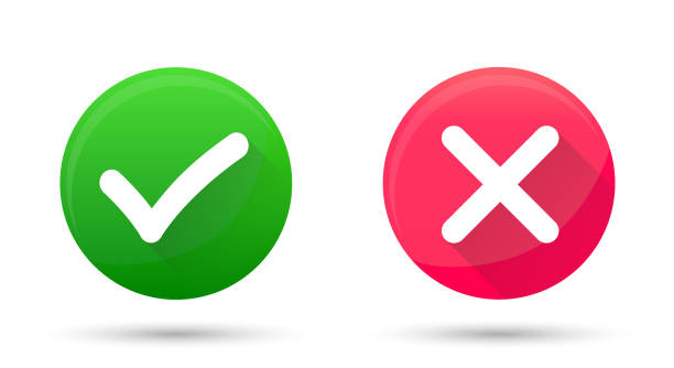 istock Set of Green Check Mark Icon and Red X cross with shadow. Vector design 1353714123