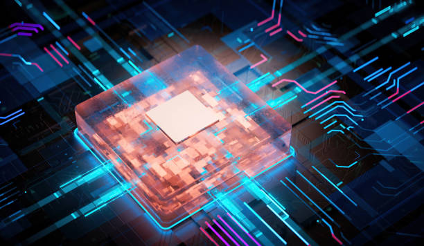 istock 3D rendering of cyberpunk AI. Circuit board. Technology background. Central Computer Processors CPU and GPU concept. Motherboard digital chip. Tech science background. 1353715821