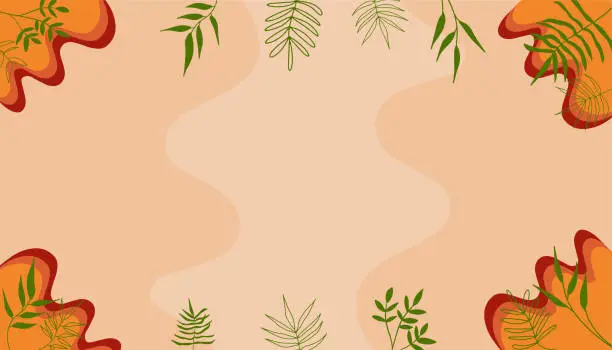 Vector illustration of Abstract nude tan pastel beige soft pastel organic background with floral, brush and liquid shapes. For web design, social media post, banner, business card, invitation, print, flyer or presentation.