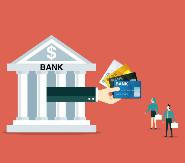 Banking - credit card Banking bank financial building stock illustrations