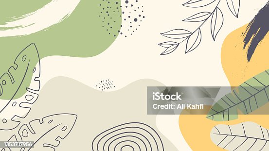 istock Abstract artistic by hand drawing simple and multicolored background with nature, geometric sketch elements 1353717956