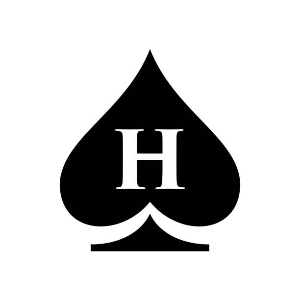 ilustrações de stock, clip art, desenhos animados e ícones de letter h casino logo. poker casino vegas logo template on letter h. poker club sign - diamond letter h alphabet text