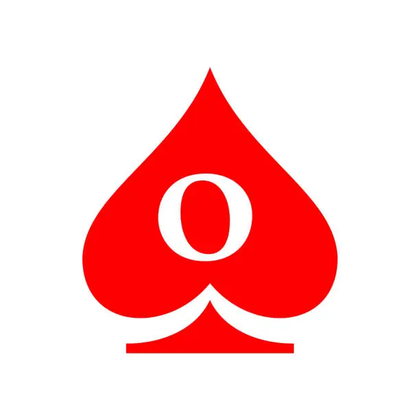 Vector illustration of Letter O Casino Logo. Poker Casino Vegas Logo Template On Letter O. Poker Club Sign