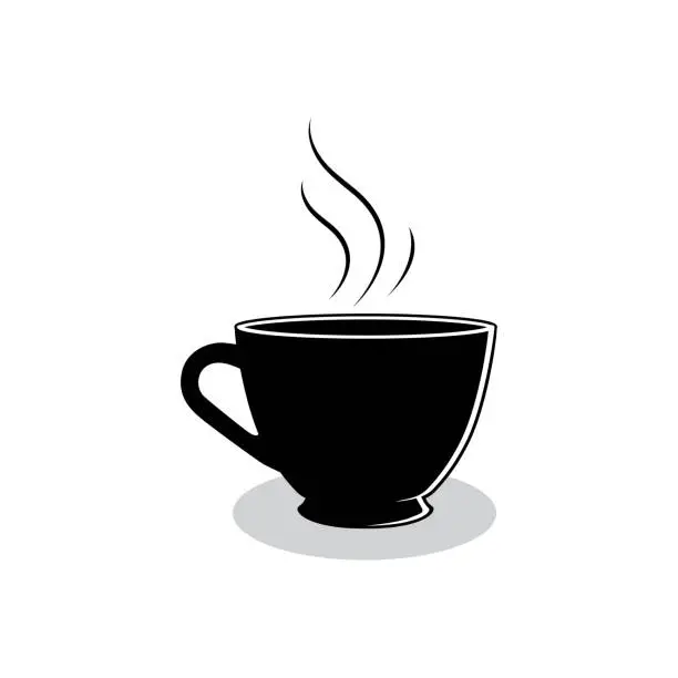 Vector illustration of hot coffee cup  icon on white background