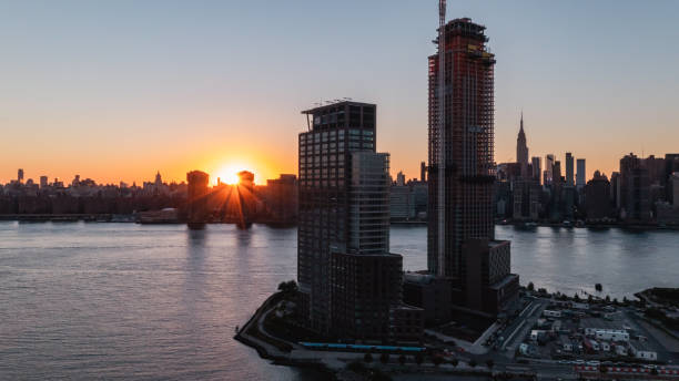 istock Aerial view New York City at Sunset 1353727698