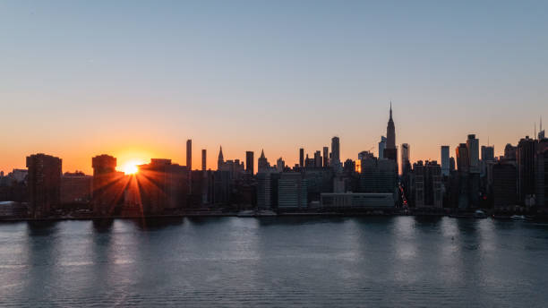 istock Aerial view New York City at Sunset 1353727742