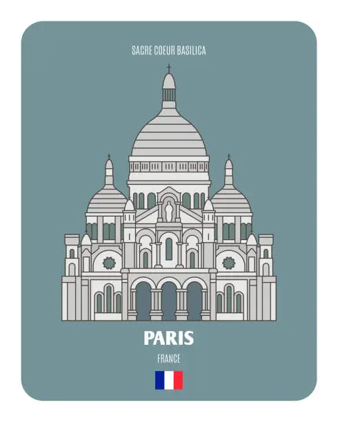 Vector illustration of Sacre Coeur Basilica in Paris, France