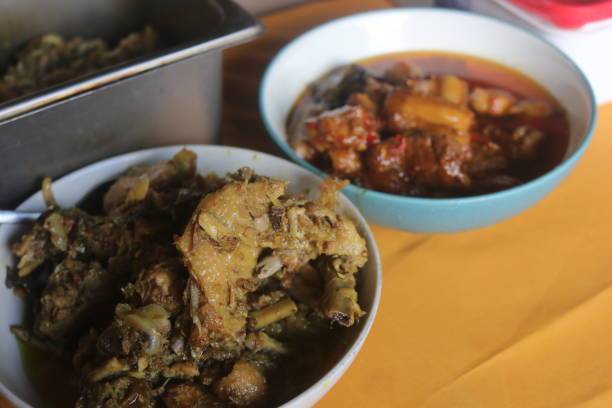 istock Processed meat with Indonesian specialties and spices that are cooked traditionally with firewood 1353733354