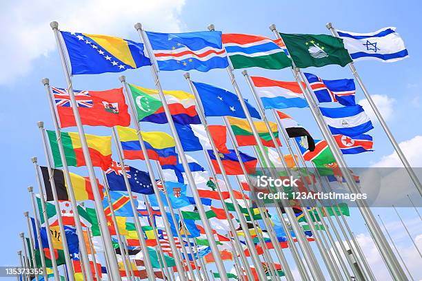 Mundo Flags Foto de stock y más banco de imágenes de Bandera nacional - Bandera nacional, Bandera, Globo terráqueo