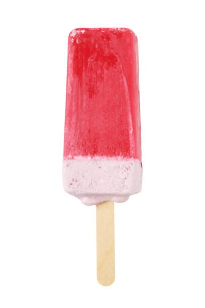 istock Red ice cream popsicle isolated on white background 1353735230