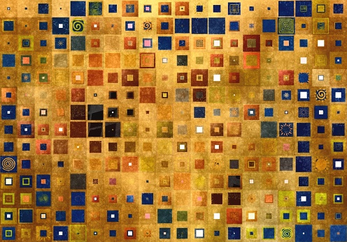 Colorful chess abstract pattern, from squares different sizes