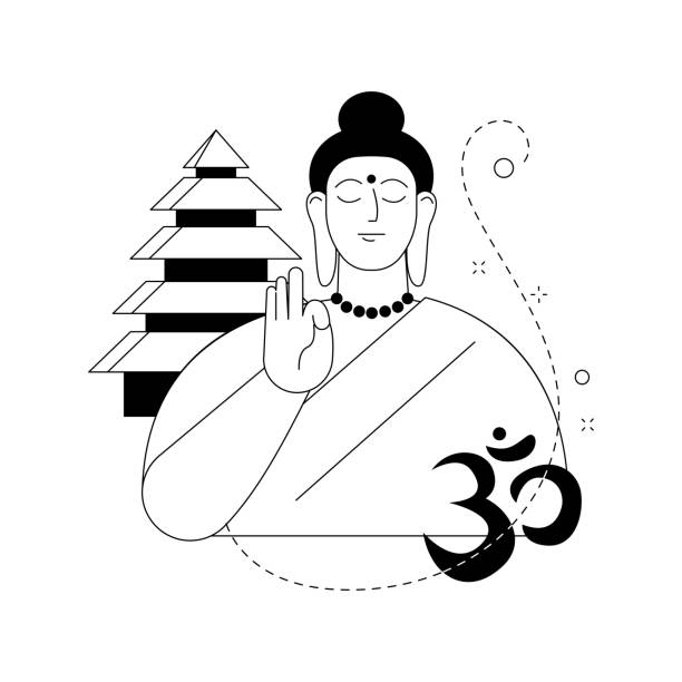 ilustraciones, imágenes clip art, dibujos animados e iconos de stock de ilustración vectorial del concepto abstracto del hinduismo. - ganesha om symbol indian culture hinduism