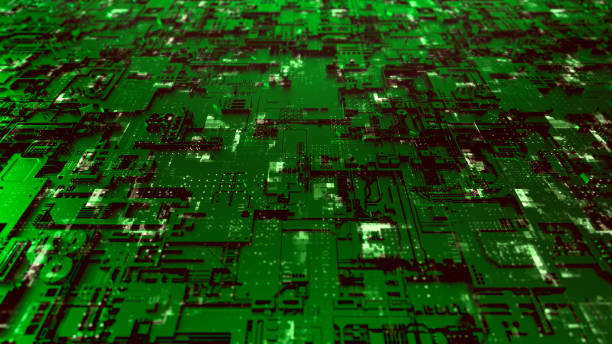 istock Gren futuristic CPU on board 3D rendering illustration 1353741306