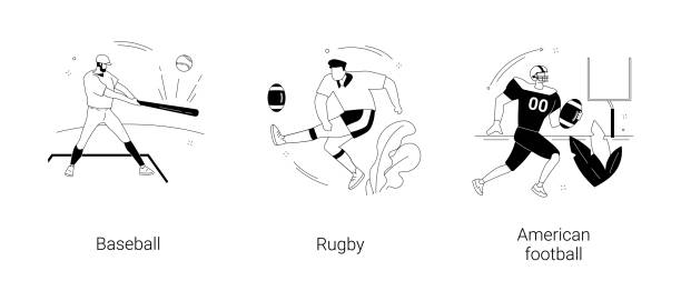 ilustrações de stock, clip art, desenhos animados e ícones de team sport abstract concept vector illustrations. - rugby cartoon team sport rugby field