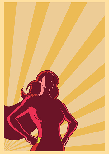 Vector Woman Superhero Retro Poster Stock Illustration
