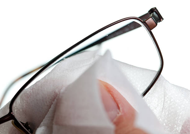 istock Hand cleaning glasses with cloth 135374287