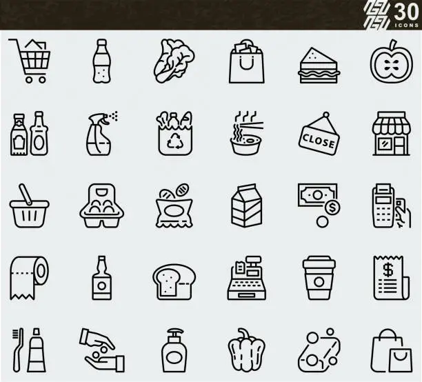 Vector illustration of Supermarket Line Icons