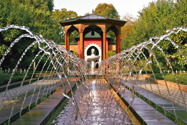 Berlin, Germany - 03 october 2021: Garten der Welt (Garden of world), Berlin: oriental islamic fountain