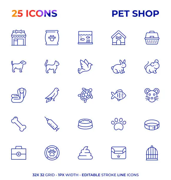 Vector illustration of Pet Shop Editable Stroke Line Icon Series