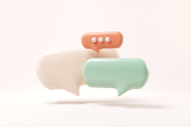 Minimal blank speech bubble talk or comment sign symbol on pastel background. copy space, Social media messages,