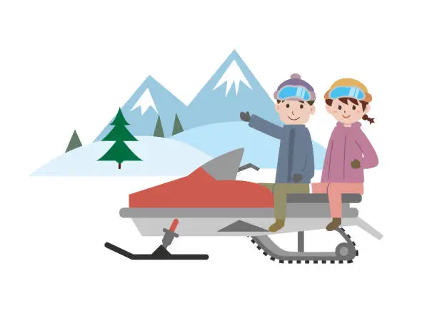 Vector illustration of Snowmobile winter leisure