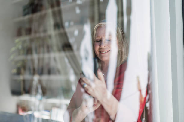 istock Senior woman having video call at home 1353760186