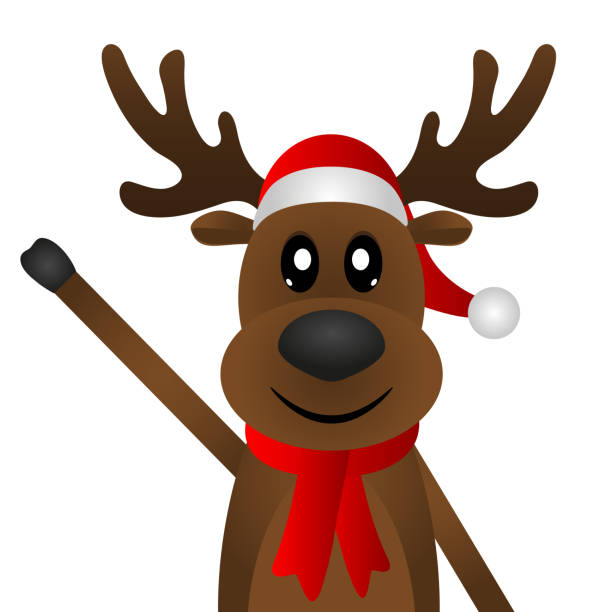 Funny Cartoon Reindeer For Christmas Stock Illustration - Download Image  Now - Reindeer, Animal Head, Cute - iStock
