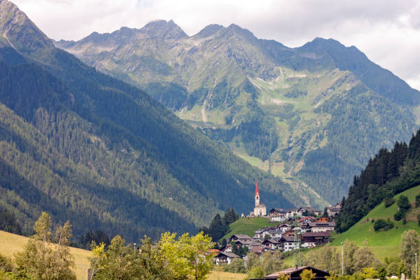 the natural landscape with the mountains surrounding Molini di Tures, in south tyrol