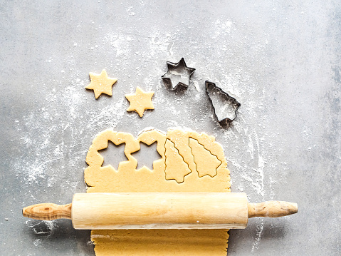 Christmas, preparation, baking, top view, star, yellow