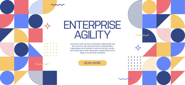 Enterprise Agility Related Web Banner, Geometric Abstract Style Design Enterprise Agility Related Web Banner, Geometric Abstract Style Design agility abstract stock illustrations