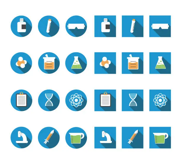 Vector illustration of Chemistry and laborator vector icons set pack