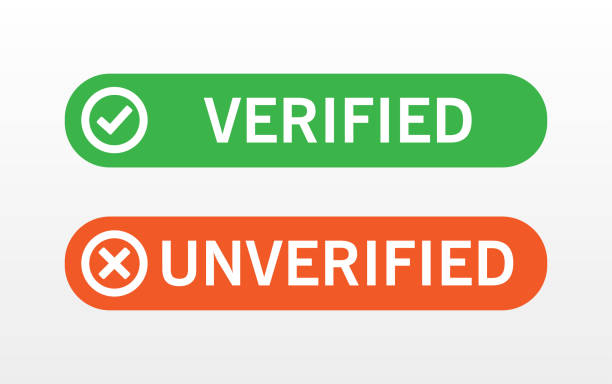 ilustrações de stock, clip art, desenhos animados e ícones de verified and unverified sign button in green and red color vector illustration. - unverified