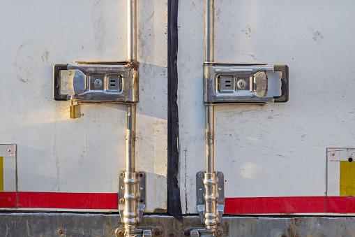 Latch Locks and Padlock at Lorry Truck Trailer Doors