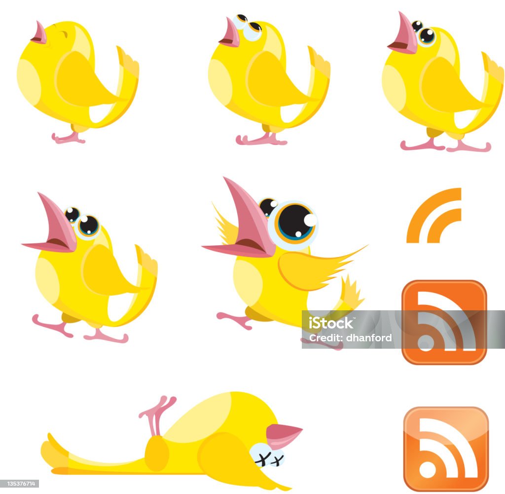 Sprechen Kanaren und RSS-symbol - Lizenzfrei Kanarienvogel Vektorgrafik