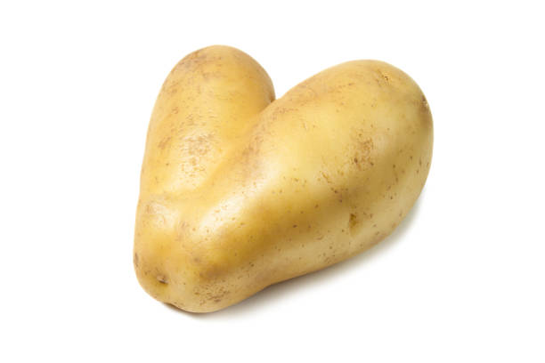 istock Heart shaped raw harvest potatoes isolated on white background 1353767422