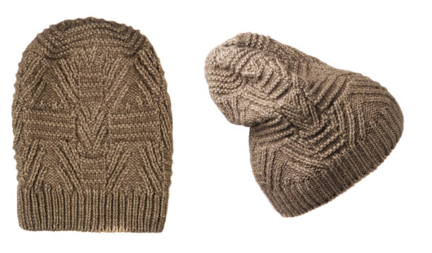 istock Women's hat . knitted hat isolated on white background.beige hat 1353767917