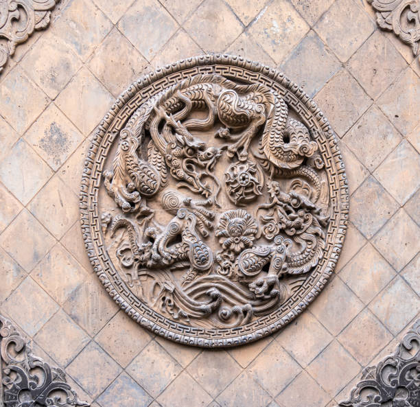 istock Dragon engraving on a stone at Pingyao 1353768687