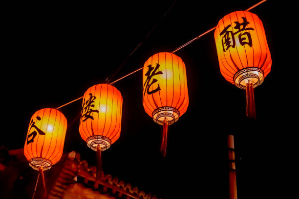 istock Paper lanterns by night in a Pingyao street 1353768702