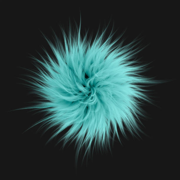 istock 3d rendering. Fluffy blue ball on black isolated background. Graphic illustration. 1353772751