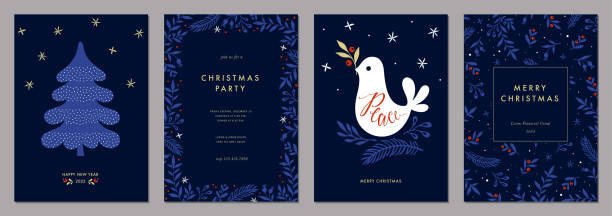 illustrazioni stock, clip art, cartoni animati e icone di tendenza di templates_46 universale di natale - christmas card backgrounds christmas holiday