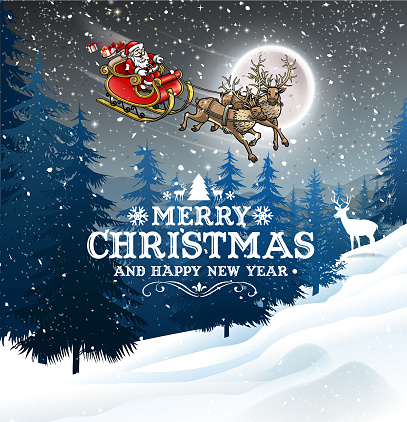 drawing of vector Santa's sleigh sign. Created by illustrator CS6. This file of transparent.