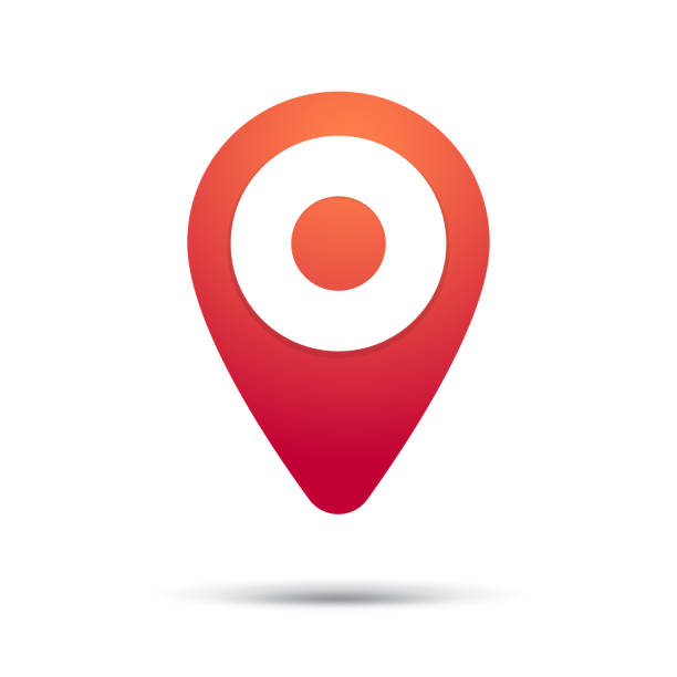 stockillustraties, clipart, cartoons en iconen met gps red pin over white - locatiekaart