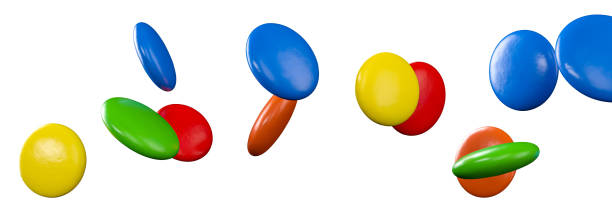 Milk chocolate candy Colorful chocolate candies Flying 3d illustration