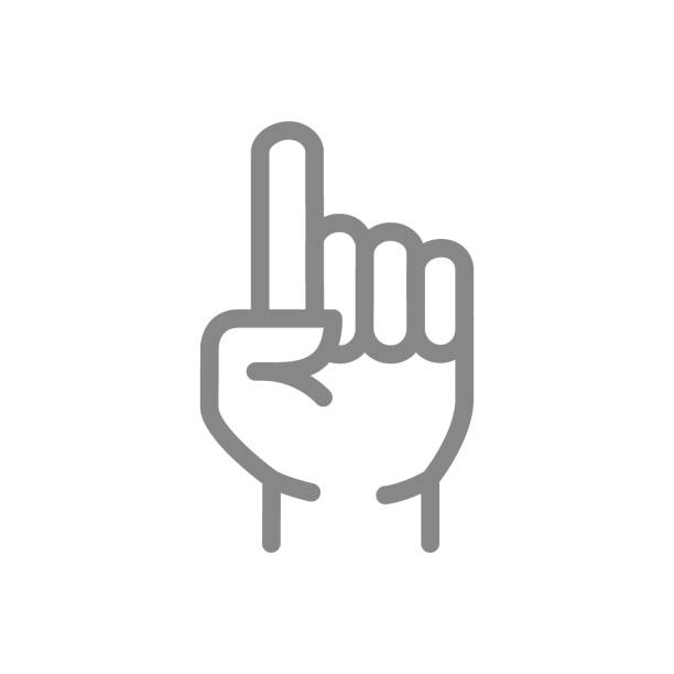 ilustrações de stock, clip art, desenhos animados e ícones de index finger gesture line icon. attention symbol - hand sign index finger human finger human thumb