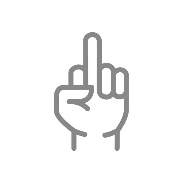Fuck gesture line icon. Middle finger up symbol Fuck gesture line icon. Middle finger up symbol and sign illustration design. Isolated on white background nail cross stock illustrations