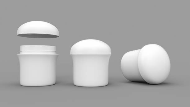 istock White cosmetic small jar Dome shape Blank Cosmetic Container for Cream 3D rendering 1353790043