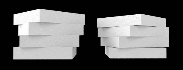 Styrofoam Sheats Stacked on white backkground - 3d illustration